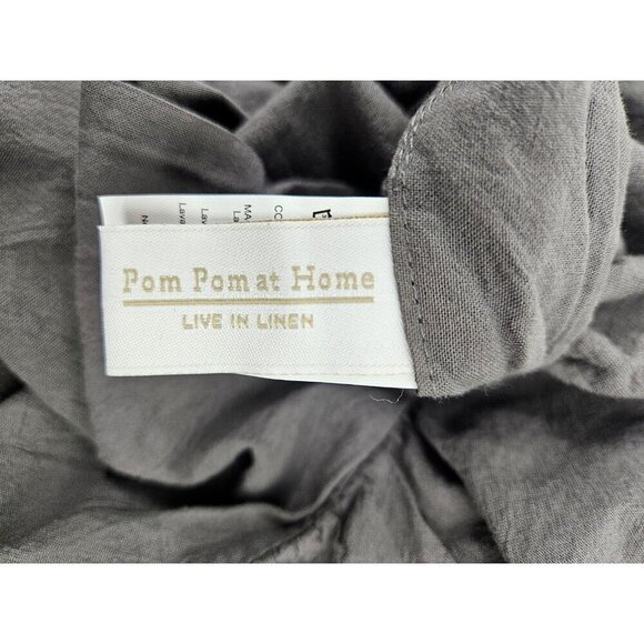 NWOT Pom Pom at Home King Pillow Shams Charcoal Cotton Ruffle Set of 2 - Picture 4 of 7